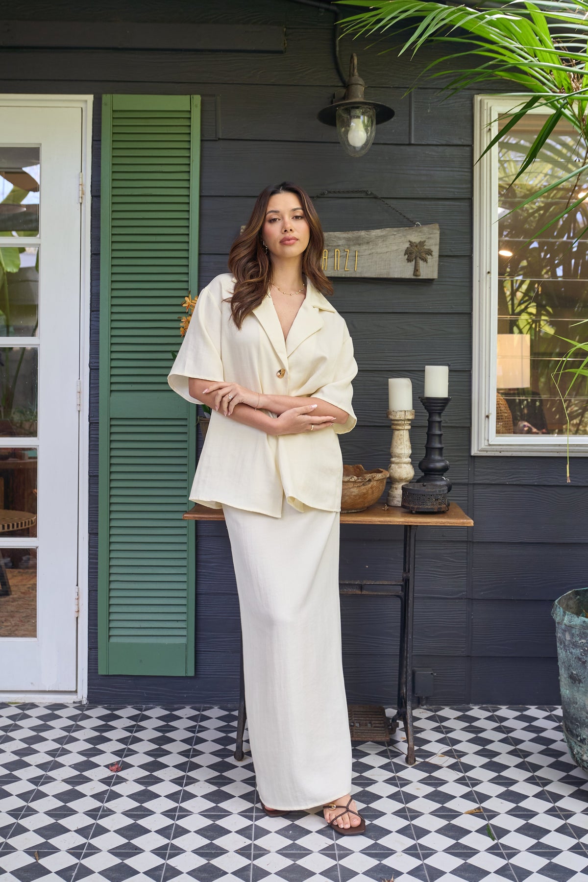Cove Cream Oversized Top & Maxi Skirt Set