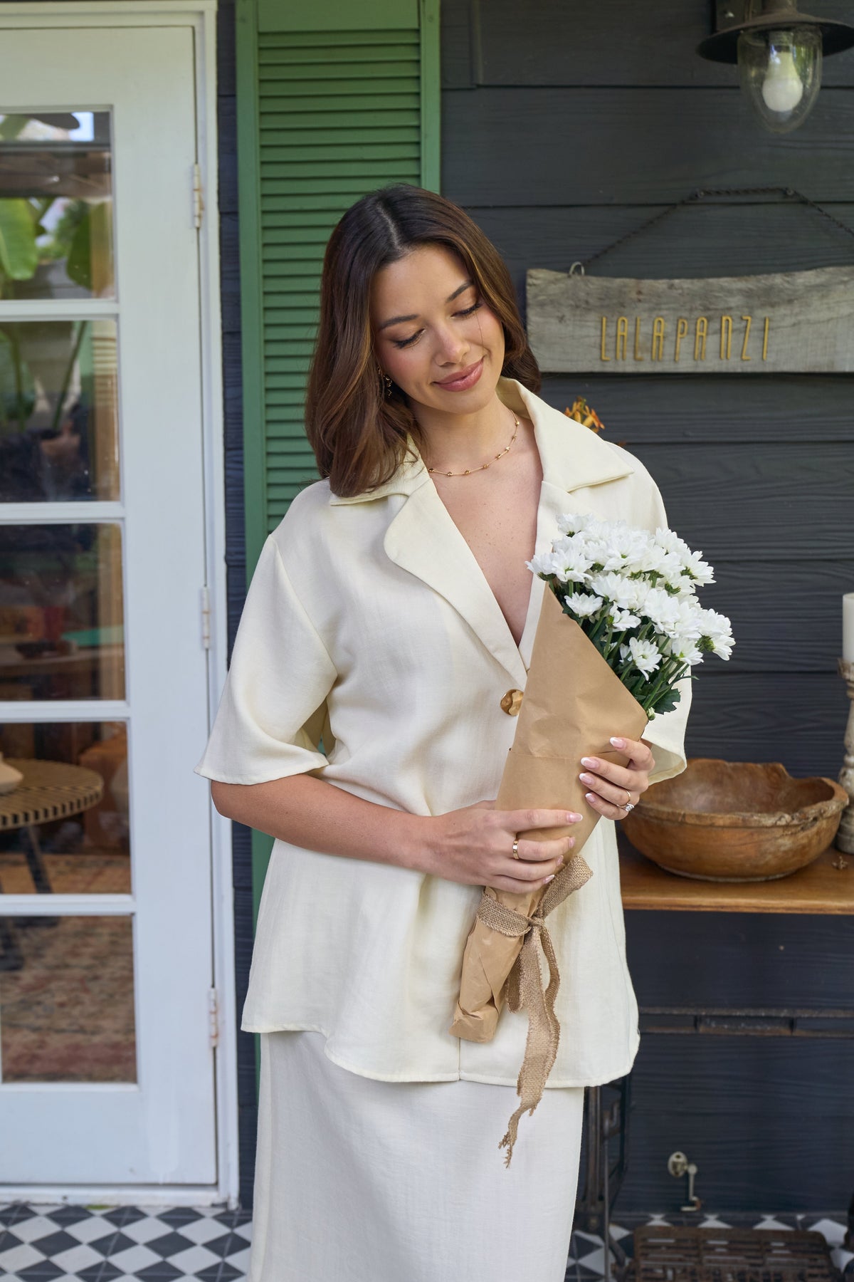 Cove Cream Oversized Top & Maxi Skirt Set