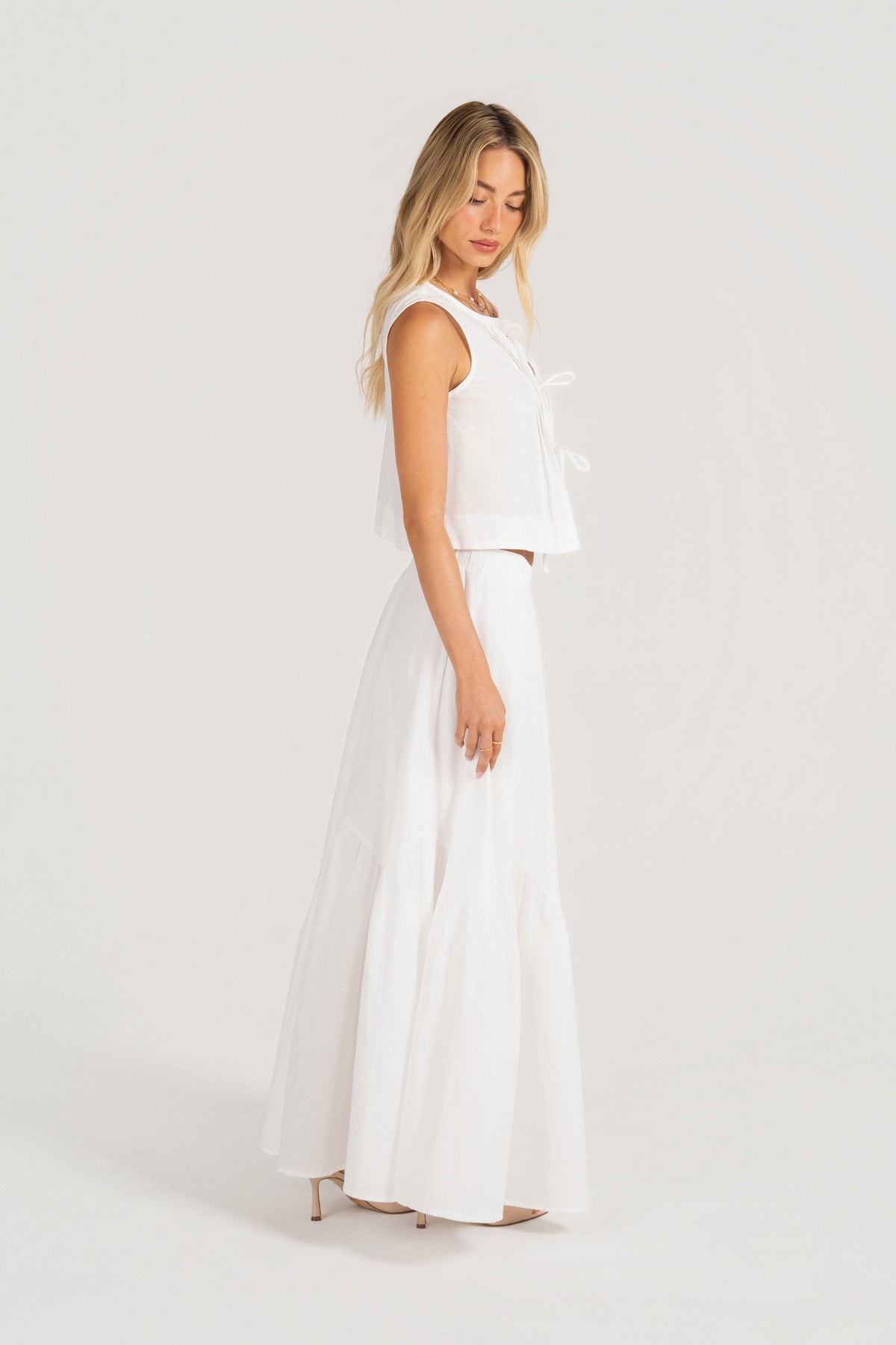 Jayla Two Piece Set - Sleeveless Tie Top & Maxi Skirt